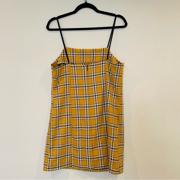 Urban Outfitters Strappy Plaid Mini Dress in Yellow/Black/White, Size Large - Picture 6 of 11